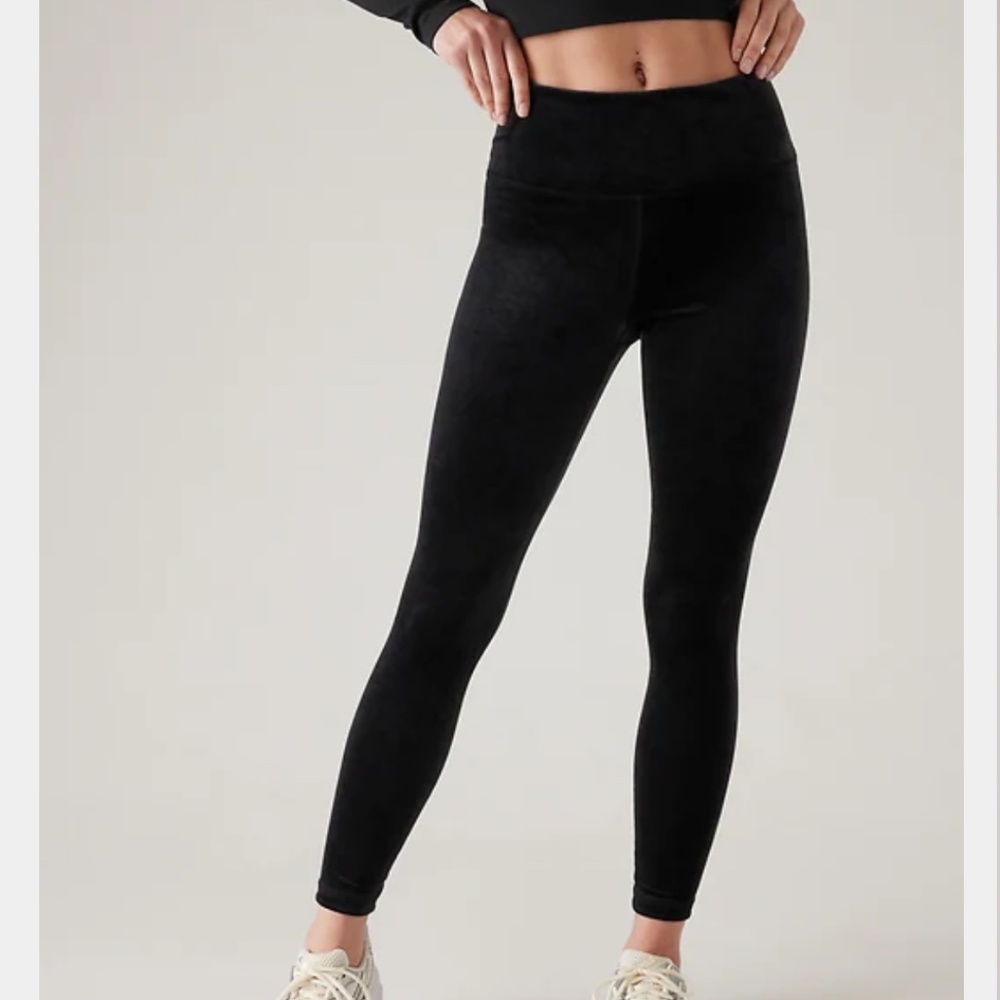 Athleta Black Velvet Elation Ultra‎ High Rise Tights Leggings Sz XS